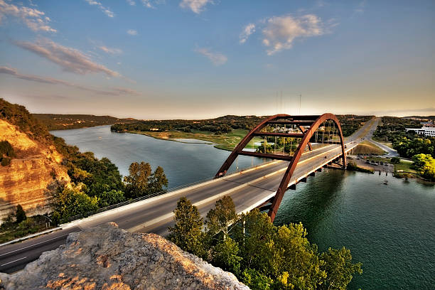 Aerial drone photography of Pennybacker Bridge